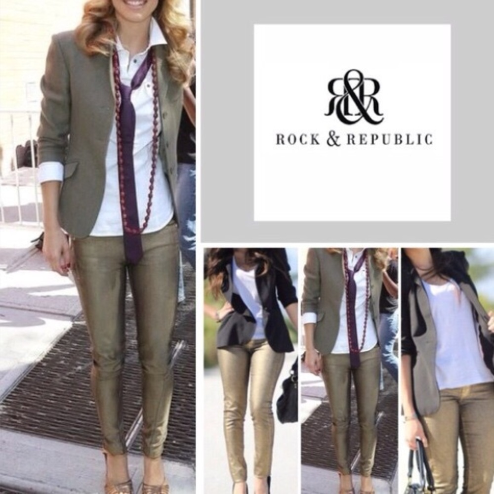 Rock & Republic New Money Gold Jeans